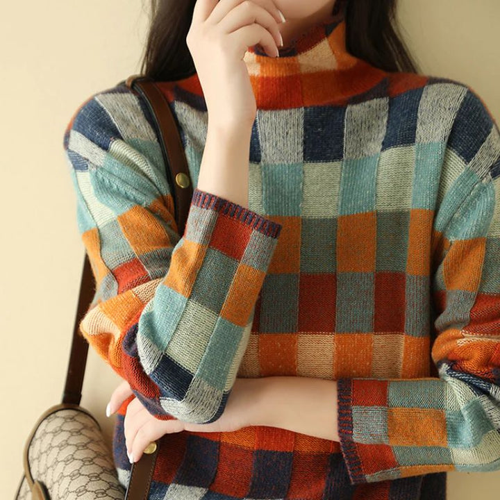 CAROLYN™ | Checked knit sweater