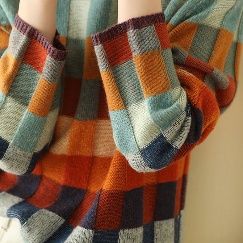 CAROLYN™ | Checked knit sweater