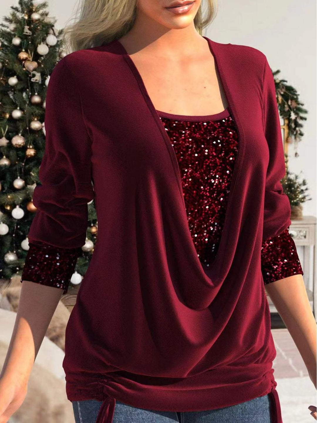 CHANTELLE™ | Draped Sparkle Top