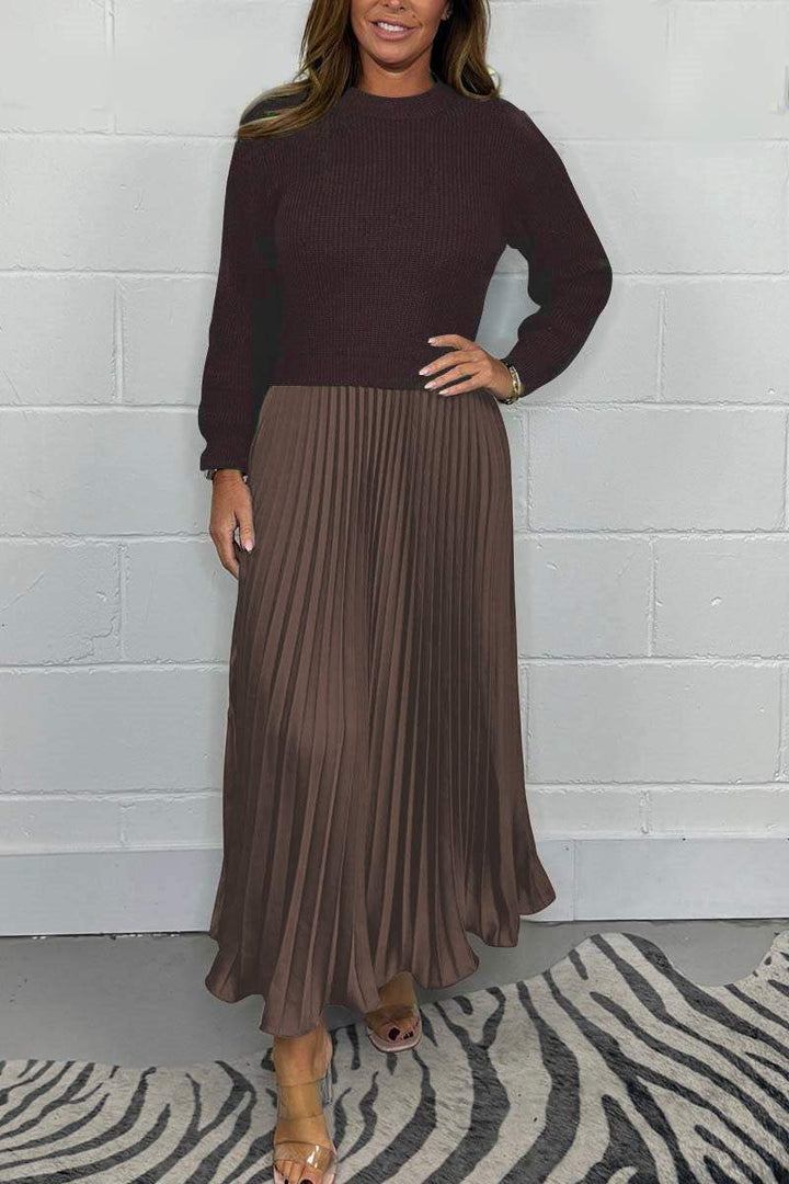 AMBRE™ | Chic Sweater & Pleated Skirt Set