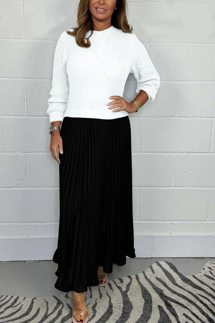 AMBRE™ | Chic Sweater & Pleated Skirt Set